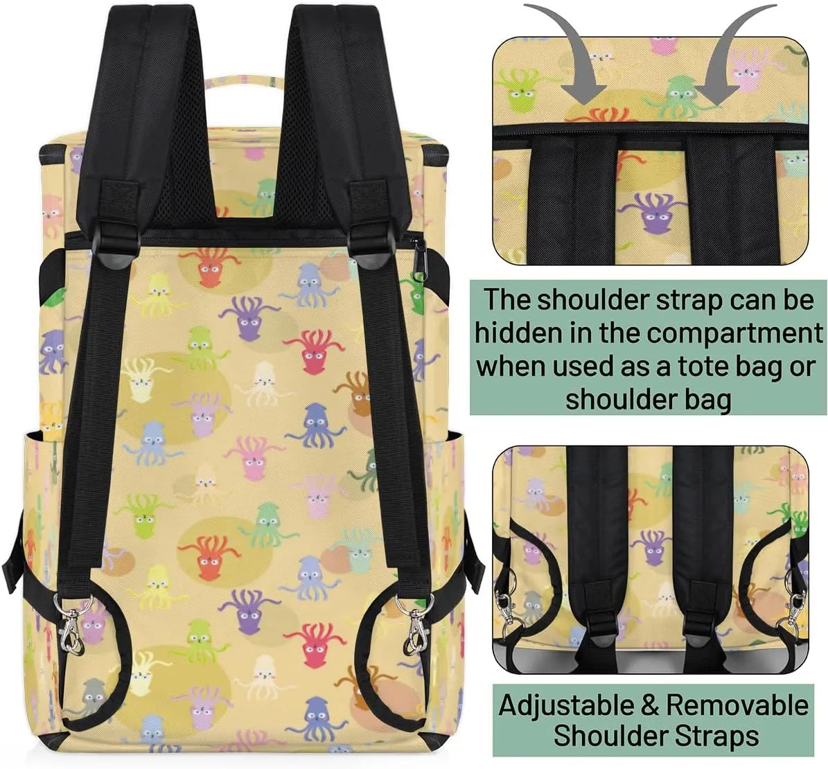 Large Sports Gym Bag With Shoe & Laptop Compartment 47L Waterproof Travel Duffel Bags for Men Women Cartoon Octopus Luggage Backpack Duffle Bag