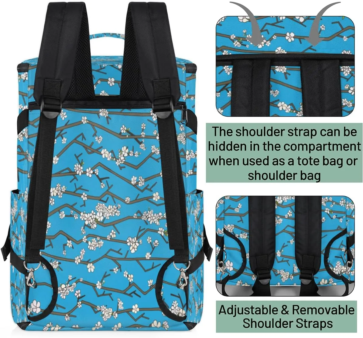 Large Sports Gym Bag With Shoe & Laptop Compartment 47L Waterproof Travel Duffel Bags for Men Women Cherry Blossom Branch Luggage Backpack Duffle Bag