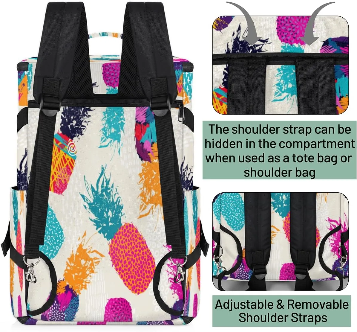 Large Sports Gym Bag With Shoe & Laptop Compartment 47L Waterproof Travel Duffel Bags for Men Women Colorful Pineapple Luggage Backpack Duffle Bag