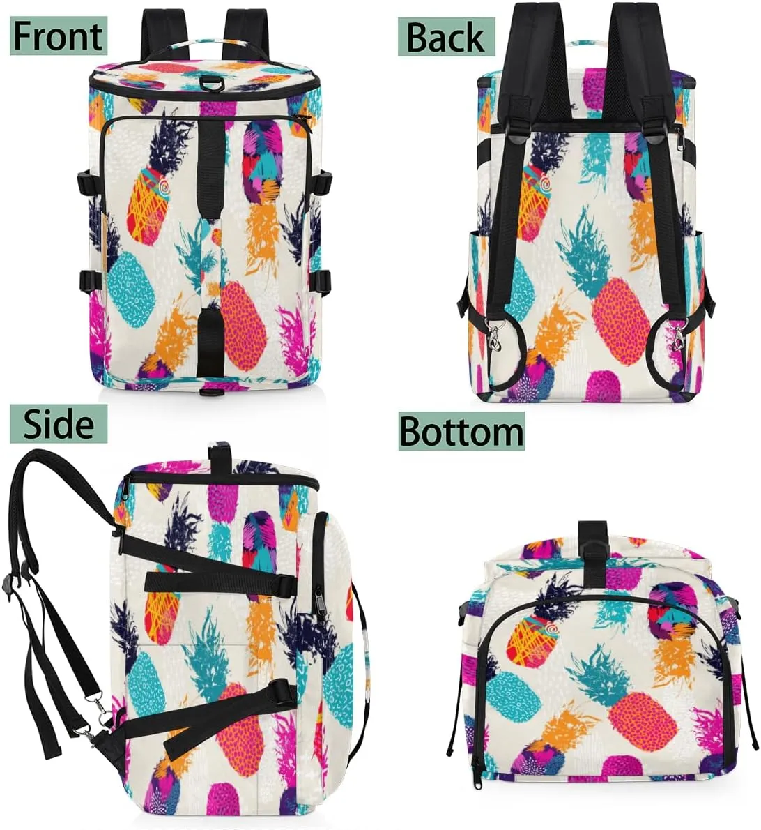 Large Sports Gym Bag With Shoe & Laptop Compartment 47L Waterproof Travel Duffel Bags for Men Women Colorful Pineapple Luggage Backpack Duffle Bag
