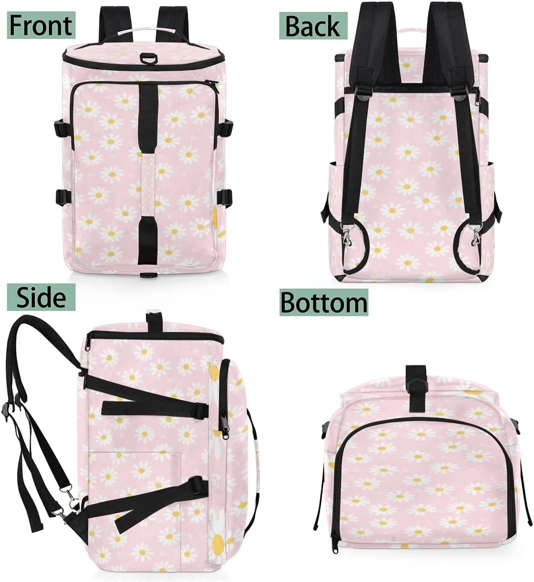 Large Sports Gym Bag With Shoe & Laptop Compartment 47L Waterproof Travel Duffel Bags for Men Women Daisy Heart Luggage Backpack Duffle Bag