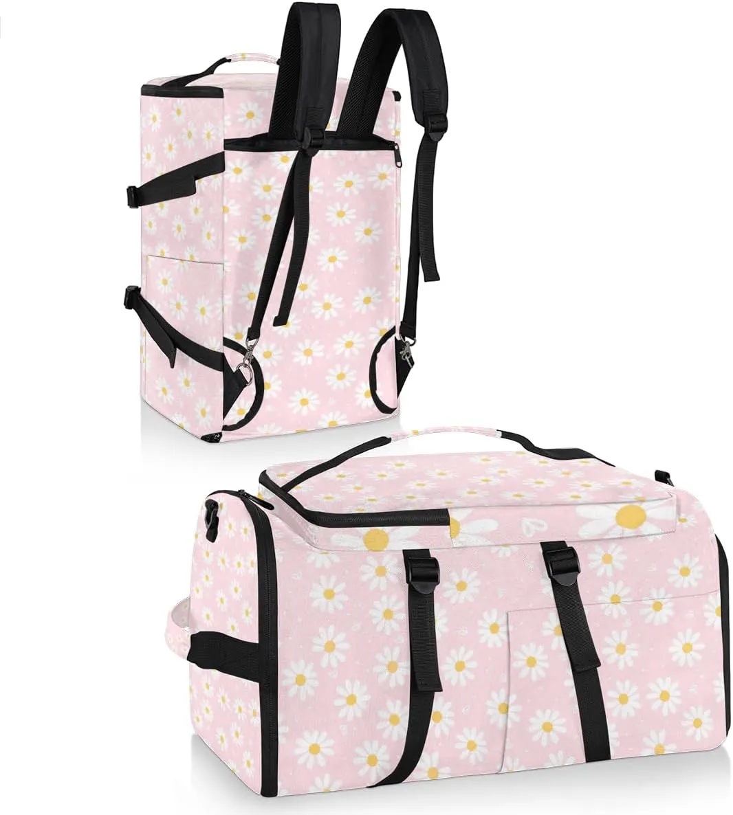 Large Sports Gym Bag With Shoe & Laptop Compartment 47L Waterproof Travel Duffel Bags for Men Women Daisy Heart Luggage Backpack Duffle Bag