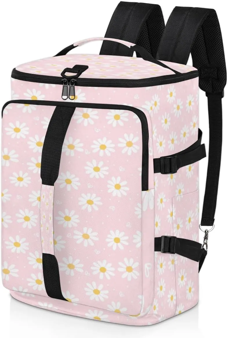 Large Sports Gym Bag With Shoe & Laptop Compartment 47L Waterproof Travel Duffel Bags for Men Women Daisy Heart Luggage Backpack Duffle Bag