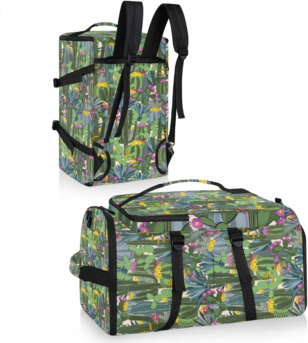 Large Sports Gym Bag With Shoe & Laptop Compartment 47L Waterproof Travel Duffel Bags for Men Women Modern Cactus Luggage Backpack Duffle Bag