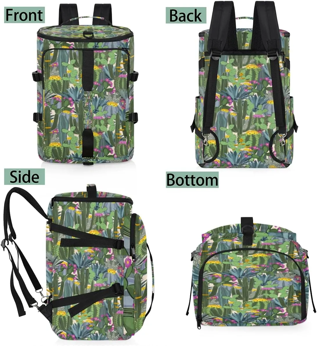 Large Sports Gym Bag With Shoe & Laptop Compartment 47L Waterproof Travel Duffel Bags for Men Women Modern Cactus Luggage Backpack Duffle Bag