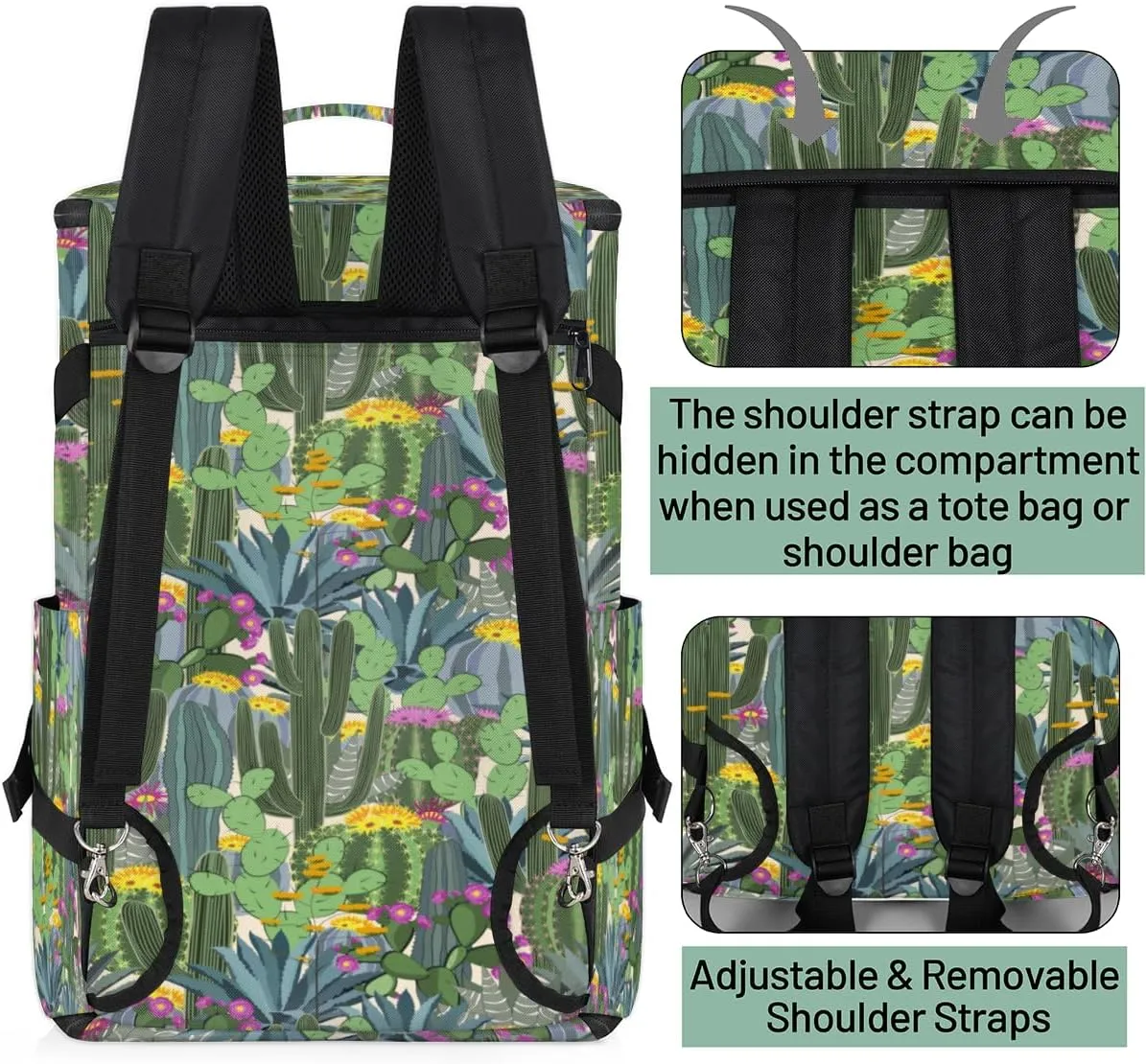 Large Sports Gym Bag With Shoe & Laptop Compartment 47L Waterproof Travel Duffel Bags for Men Women Modern Cactus Luggage Backpack Duffle Bag