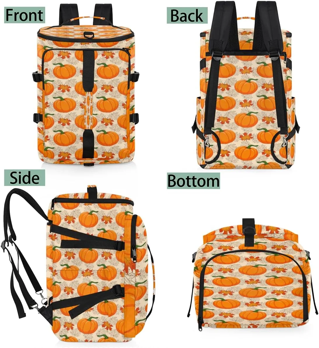 Large Sports Gym Bag With Shoe & Laptop Compartment 47L Waterproof Travel Duffel Bags for Men Women Pumpkin Pattern Luggage Backpack Duffle Bag