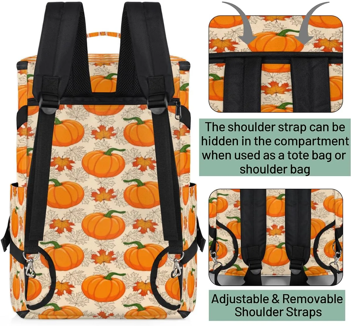Large Sports Gym Bag With Shoe & Laptop Compartment 47L Waterproof Travel Duffel Bags for Men Women Pumpkin Pattern Luggage Backpack Duffle Bag