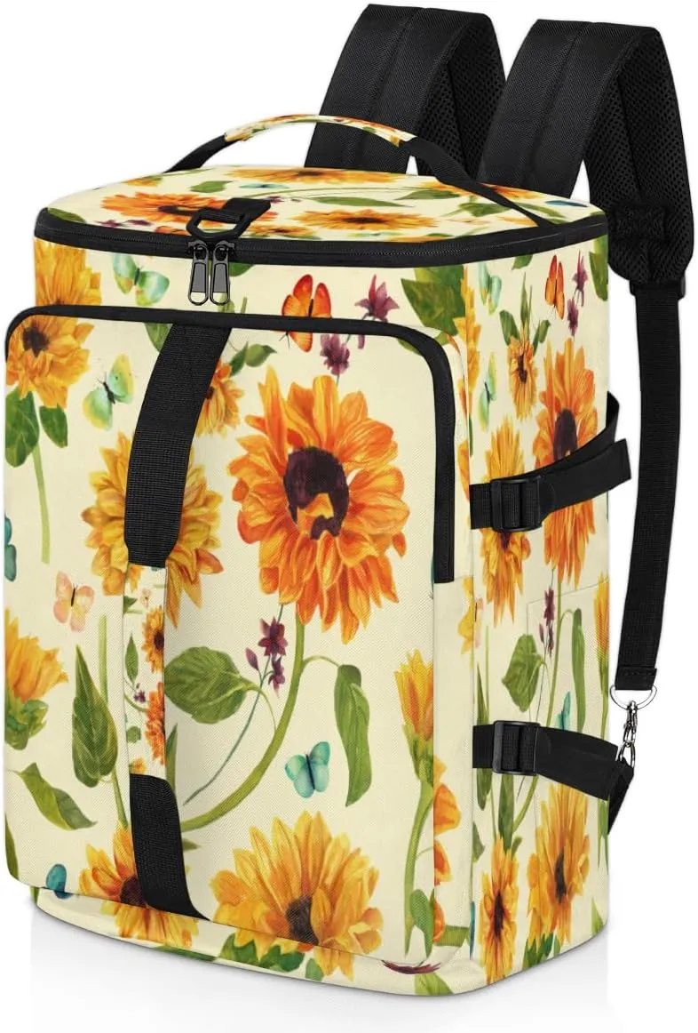 Large Sports Gym Bag With Shoe & Laptop Compartment 47L Waterproof Travel Duffel Bags for Men Women Sunflowers And Butterflies Luggage Backpack Duffle Bag