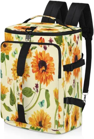 Large Sports Gym Bag With Shoe & Laptop Compartment 47L Waterproof Travel Duffel Bags for Men Women Sunflowers And Butterflies Luggage Backpack Duffle Bag