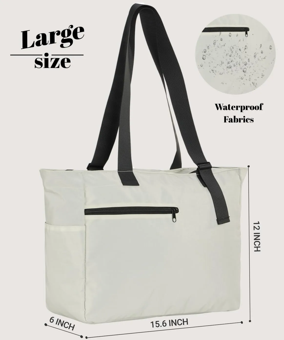 Large Tote Bag for Women Versatile Lightweight Adjustable Strap Shoulder Handbag with Zipper for Gym,Travel, Work,Beach