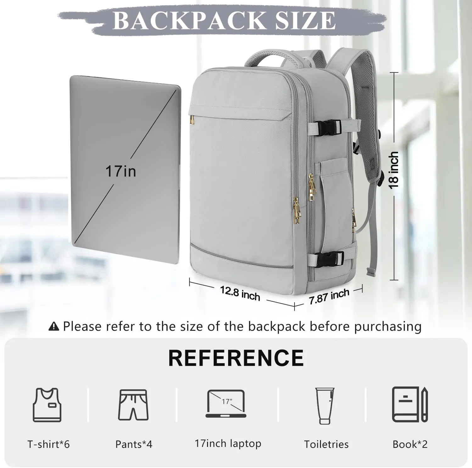 Large Travel Backpack - 40L Waterproof for Women, Men, College, Business, Hiking, Work