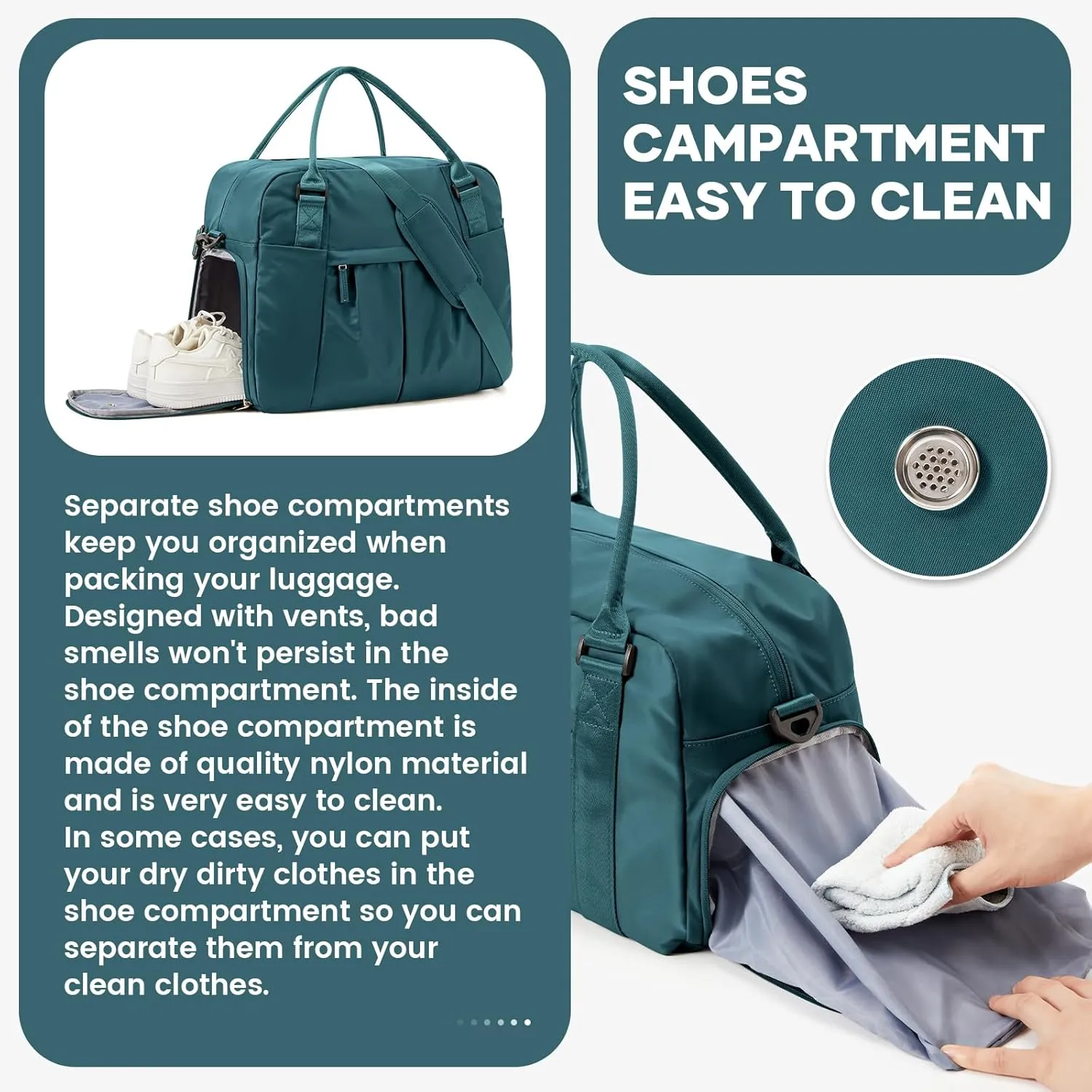 Large Weekender Bag for Women, Travel Duffle Bag with Shoe Compartment, Carry on Gym Bags Waterproof Overnight Bags Bolso de Viaje