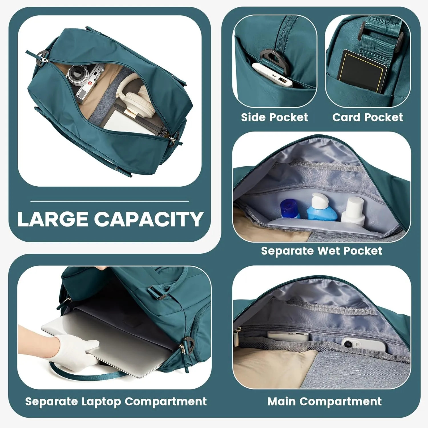 Large Weekender Bag for Women, Travel Duffle Bag with Shoe Compartment, Carry on Gym Bags Waterproof Overnight Bags Bolso de Viaje