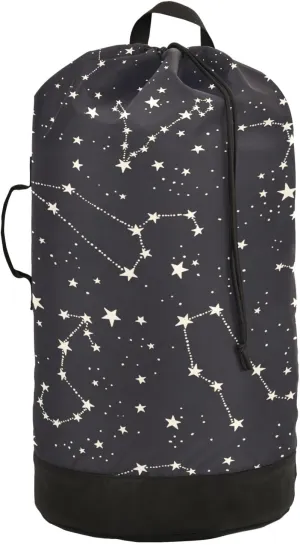 Laundry Backpack Bag Hamper Basket Extra Large Heavy Duty for Dirty Clothes Adjusted Straps for Camp College Dorm Gym Hotel Home 29.3x14.5Inch Black Stars