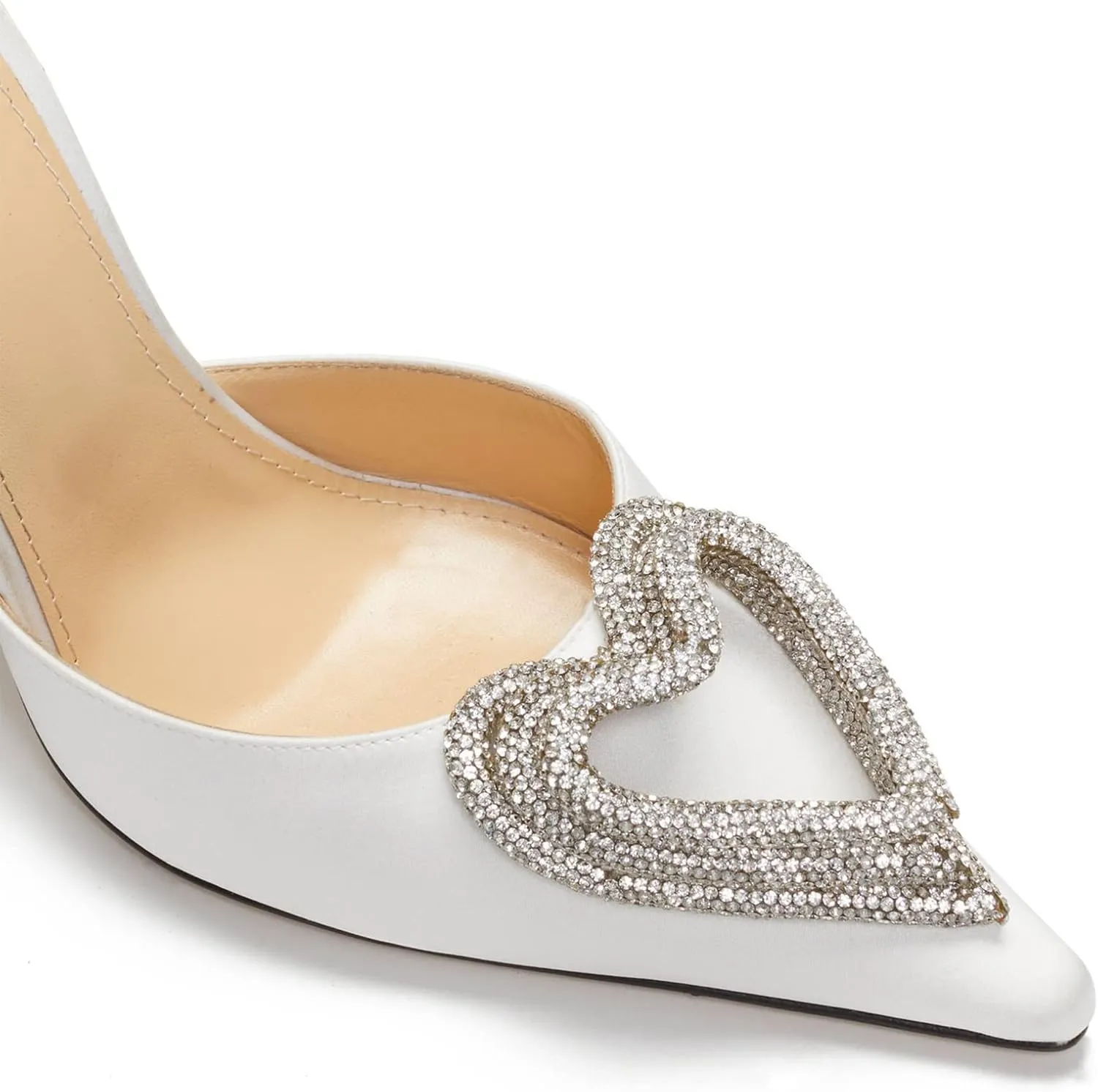 LauraVicci Women's Heeled Sandals Pointed Toe Crystal Embellished Bow Ankle Straps Rhinestone Buckle Stiletto Slip On Evening Dress Party Wedding Pumps Shoes
