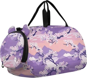 Lavender Japanese Style Girl's Gym Duffel Bag with Shoes Compartment Multifunctional Carry On Weekender Bag for Travel, Sports, Duffel, Weekender bolsos deportivos para mujer