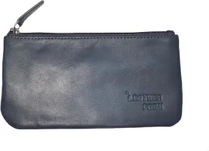 LEATHER FARM Leather Travel Pouch - Beautifully Handcrafted YKK Zippered Pouch Handmade - 8 x 4 inches.(GREY)