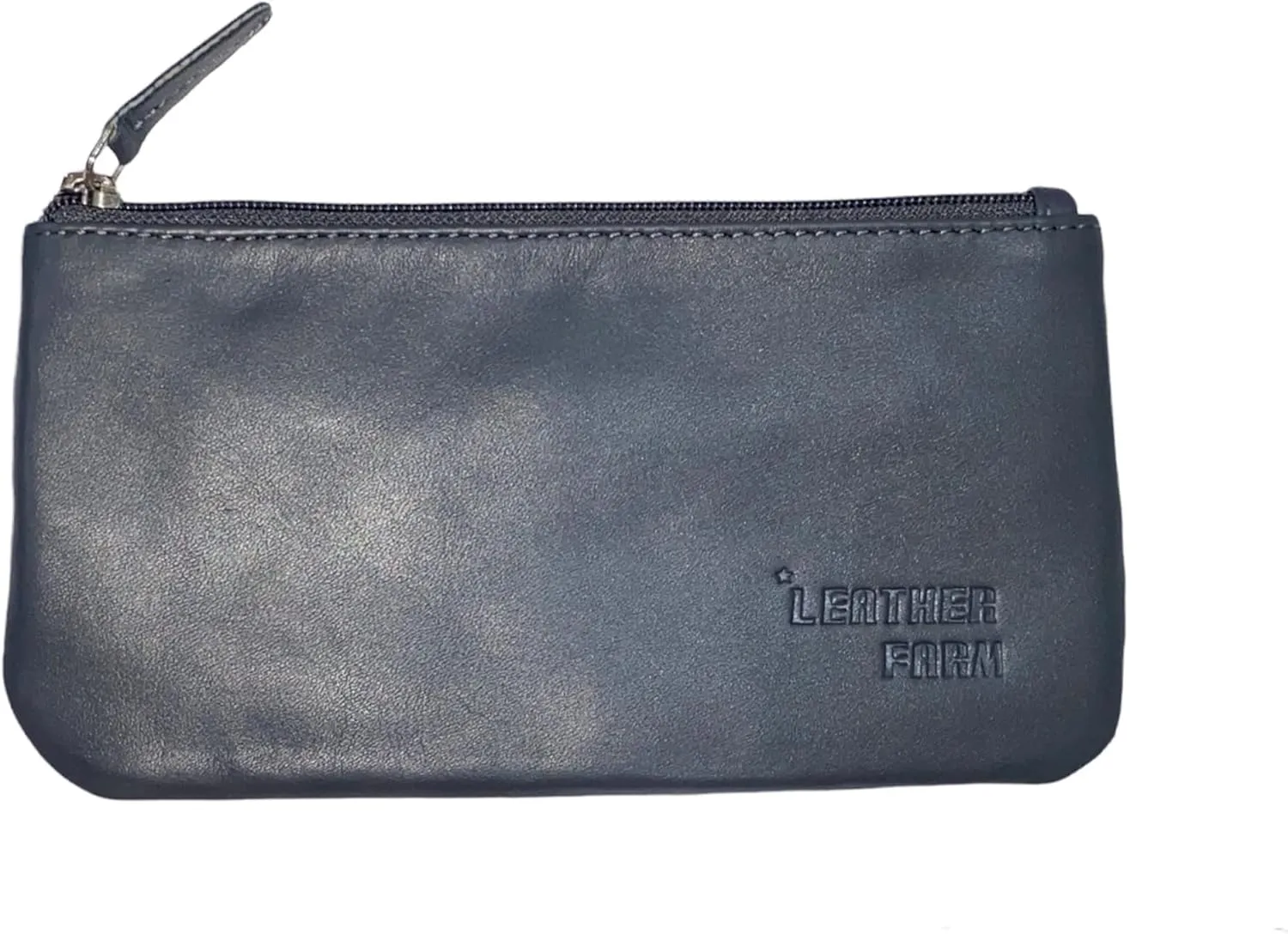 LEATHER FARM Leather Travel Pouch - Beautifully Handcrafted YKK Zippered Pouch Handmade - 8 x 4 inches.(GREY)