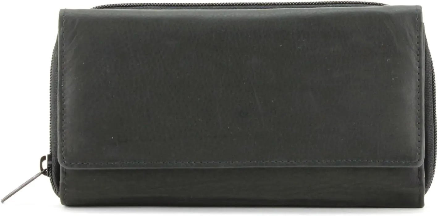 Leather Impressions Clutch Purse For Women With Lasting Attraction - Perfect Small Purse Features 6 Card Slots, 1 Side Pocket, 1 ID Window & Zipper Around - Evening Bag With Snap Closure (Black)