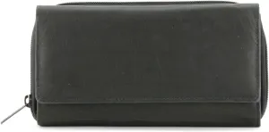 Leather Impressions Clutch Purse For Women With Lasting Attraction - Perfect Small Purse Features 6 Card Slots, 1 Side Pocket, 1 ID Window & Zipper Around - Evening Bag With Snap Closure (Black)