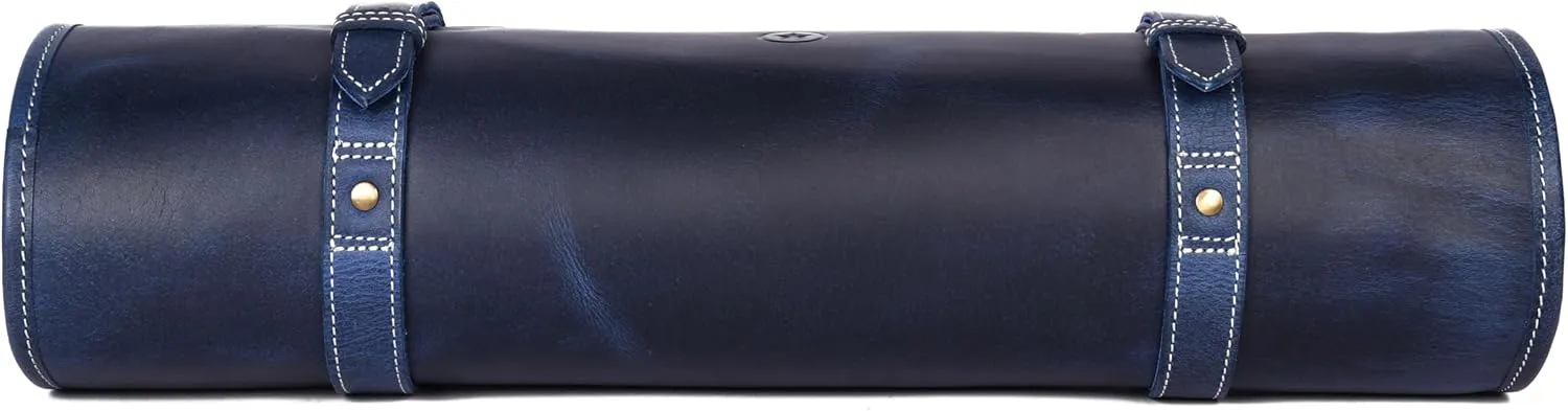 Leather Knife Roll Storage Bag, Elastic and Expandable 10 Pockets, Adjustable/Detachable Shoulder Strap, Travel-Friendly Chef Knife Case