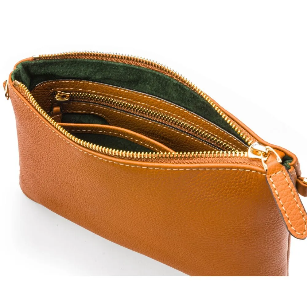 Leather Ruby Cross Body Bag - Tan