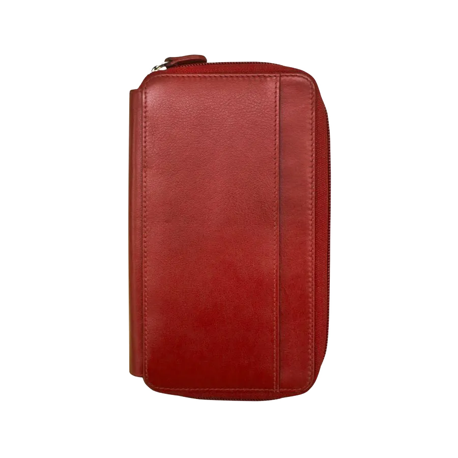 Leather Travel Wallet for passports, tickets, currencies, 8 credit cards and other documents