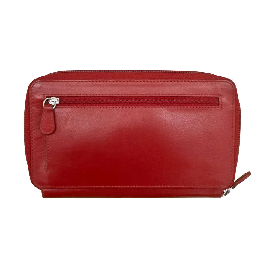 Leather Travel Wallet for passports, tickets, currencies, 8 credit cards and other documents