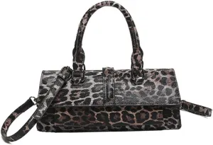 Leopard Print Clutch Evening Handbag Top Handle Leopard Tote Bag with Strap Y2k Cheetah Print Crossbody Satchel Purse