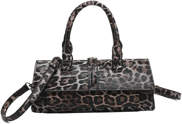Leopard Print Clutch Evening Handbag Top Handle Leopard Tote Bag with Strap Y2k Cheetah Print Crossbody Satchel Purse