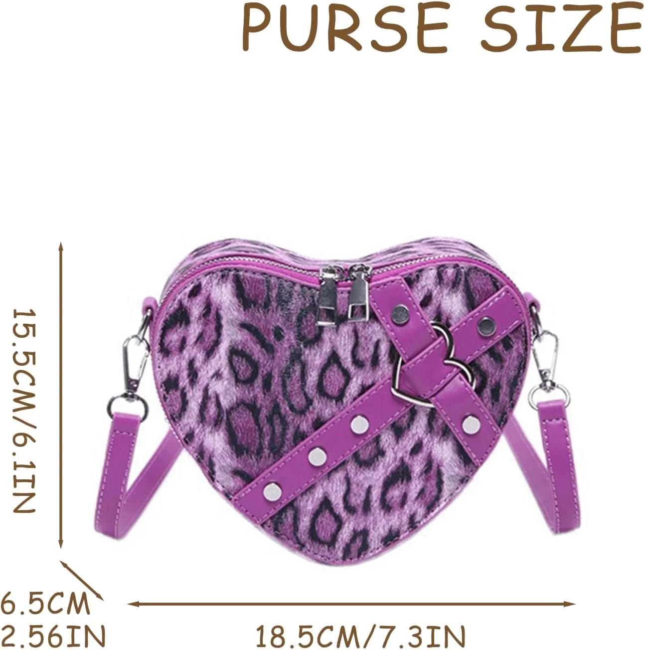 Leopard Purse Cheetah Print Heart Shape Crossbody Purses Vintage Y2K Studded Shoulder Bag for Girls Party