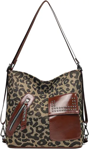 Leopard Tote Bag Cheetah Print Hobo Bag Large Shoulder Bag Tote Handbag Women Reusable Grocery Shopping Bag
