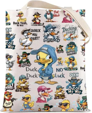 LEVLO Duck Canvas Tote Bag Animal Lover Gift Duck No Duck Luck Ducking Fabulous Shoulder Bag Duck Lover Merch