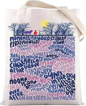 LEVLO Into The Woods Musical Canvas Tote Cow&Cape&Hair&Slipper Broadway Gift Broadway Musical Merchandise