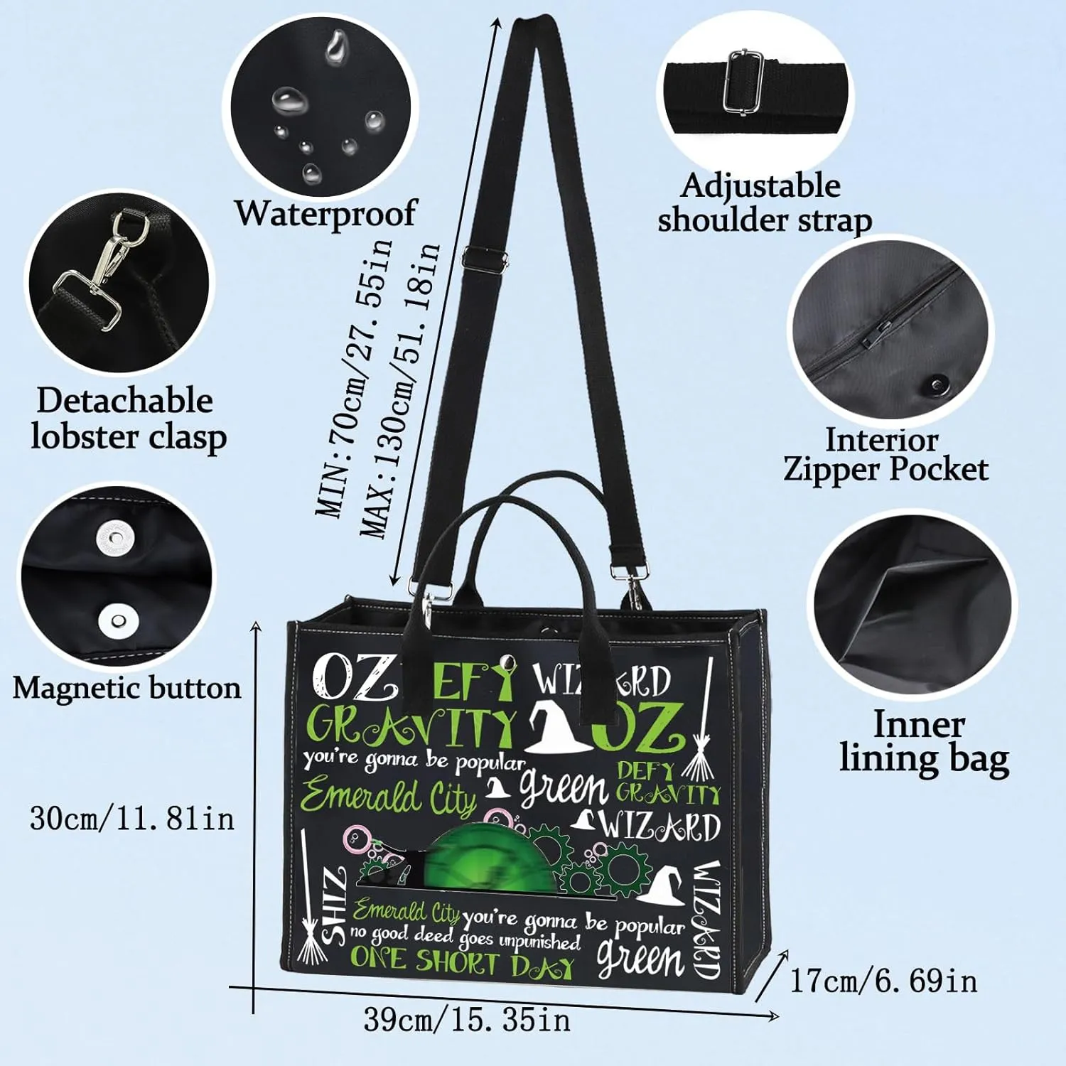 LEVLO Witch Cosmetic Bag Elphaba & Glinda Fans Gifts Witch Zipper Pouch Bag Elphaba And Glinda Merch