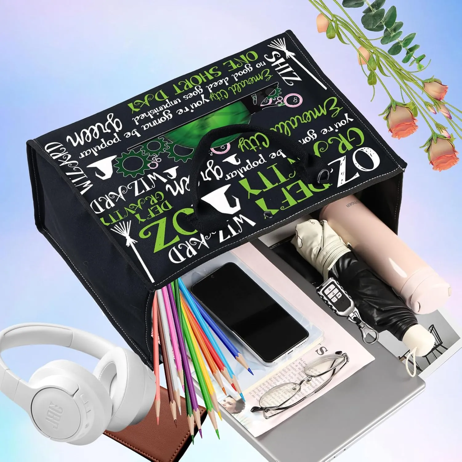 LEVLO Witch Cosmetic Bag Elphaba & Glinda Fans Gifts Witch Zipper Pouch Bag Elphaba And Glinda Merch