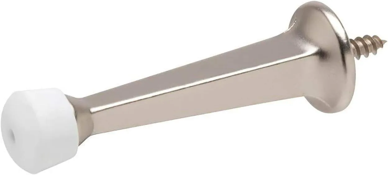 Liberty Premium Door Stoppers Metal Solid Rigid Door Stop Brushed 3" (Satin Nickel, 8 Pack)