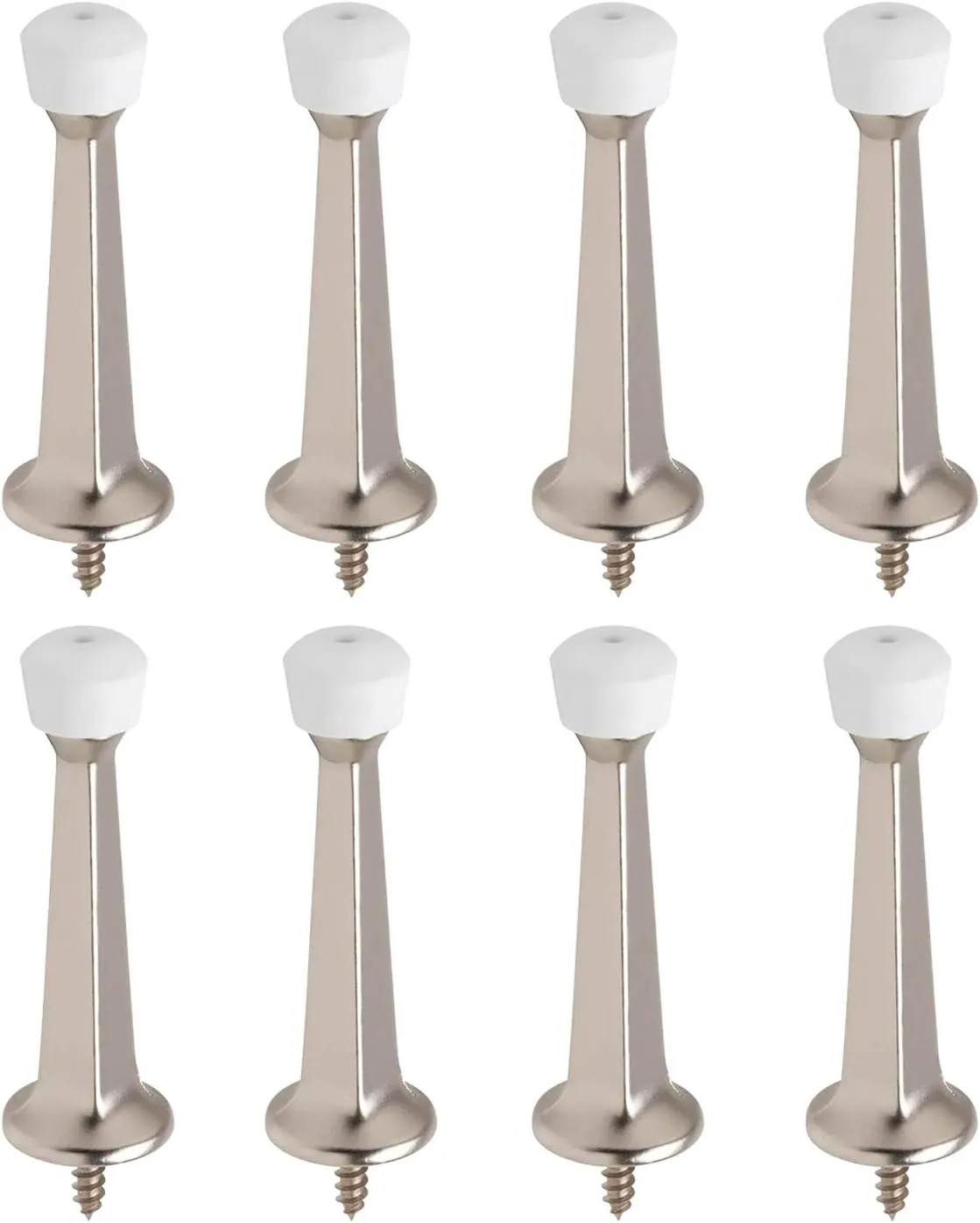 Liberty Premium Door Stoppers Metal Solid Rigid Door Stop Brushed 3" (Satin Nickel, 8 Pack)