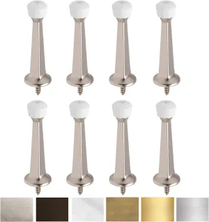 Liberty Premium Door Stoppers Metal Solid Rigid Door Stop Brushed 3" (Satin Nickel, 8 Pack)