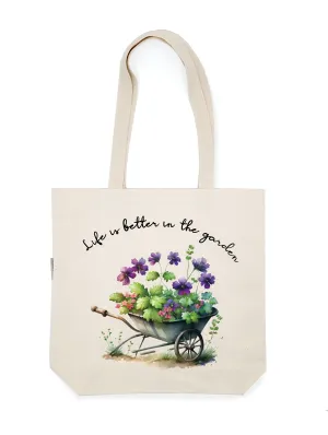 Life is Better in the Garden Purple Flower Wagon Tote Bag