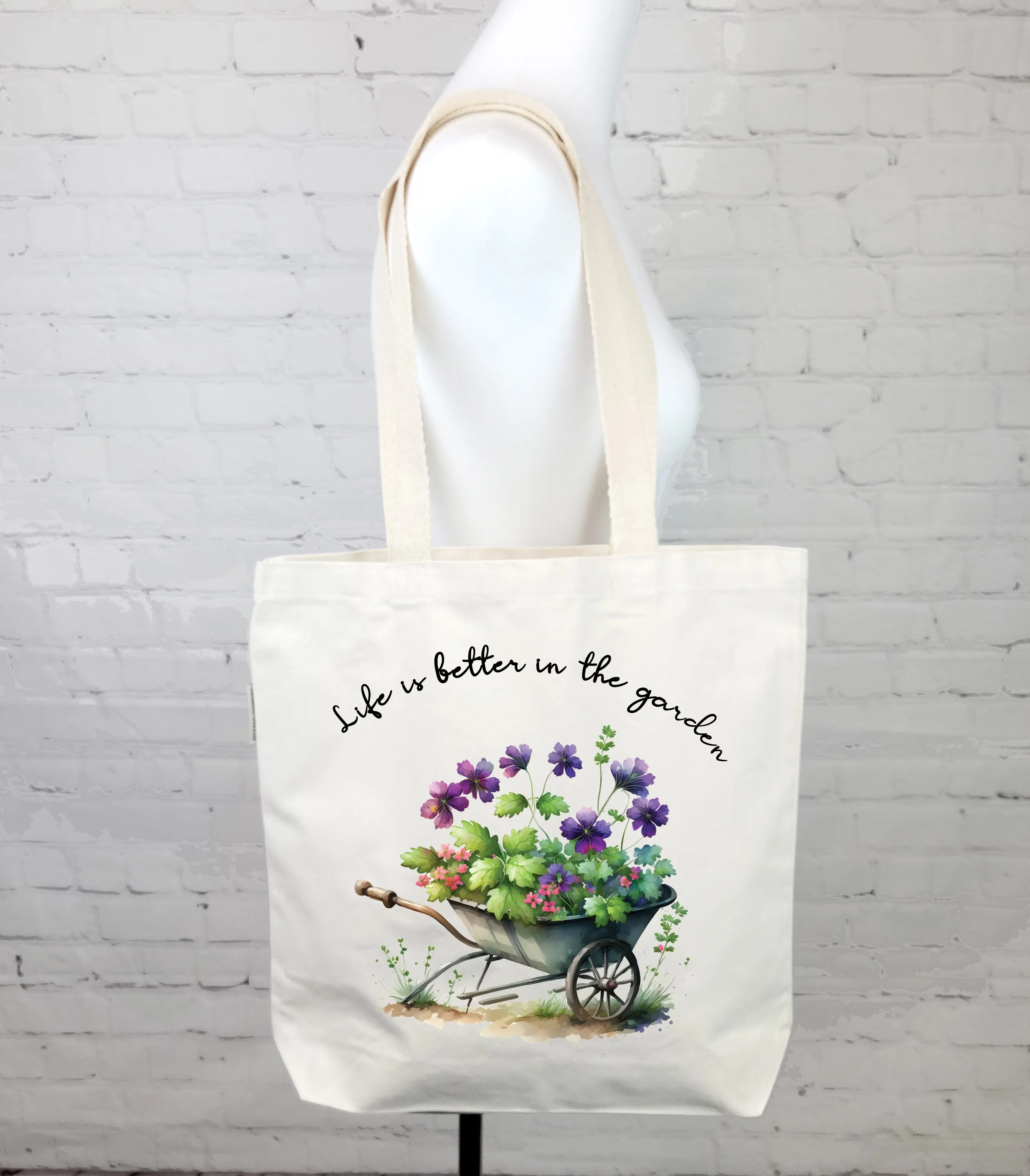 Life is Better in the Garden Purple Flower Wagon Tote Bag