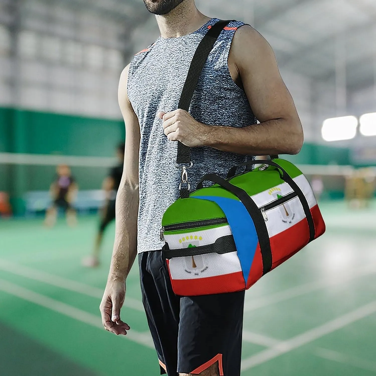 Lightweight Equatorial Guinea Flag Duffel Bag for Boys Girls with Wet Pocket Gym Tote
