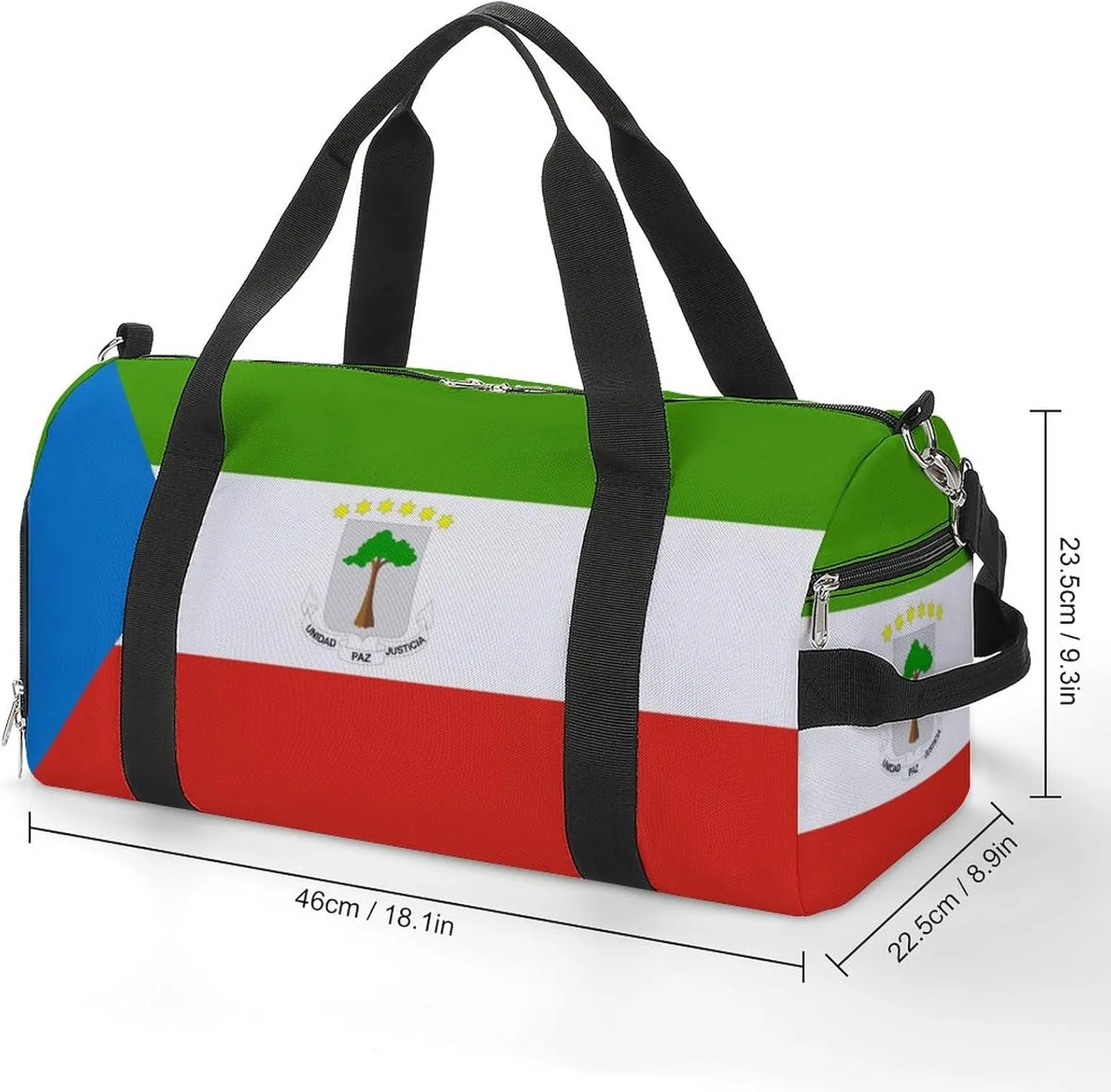 Lightweight Equatorial Guinea Flag Duffel Bag for Boys Girls with Wet Pocket Gym Tote