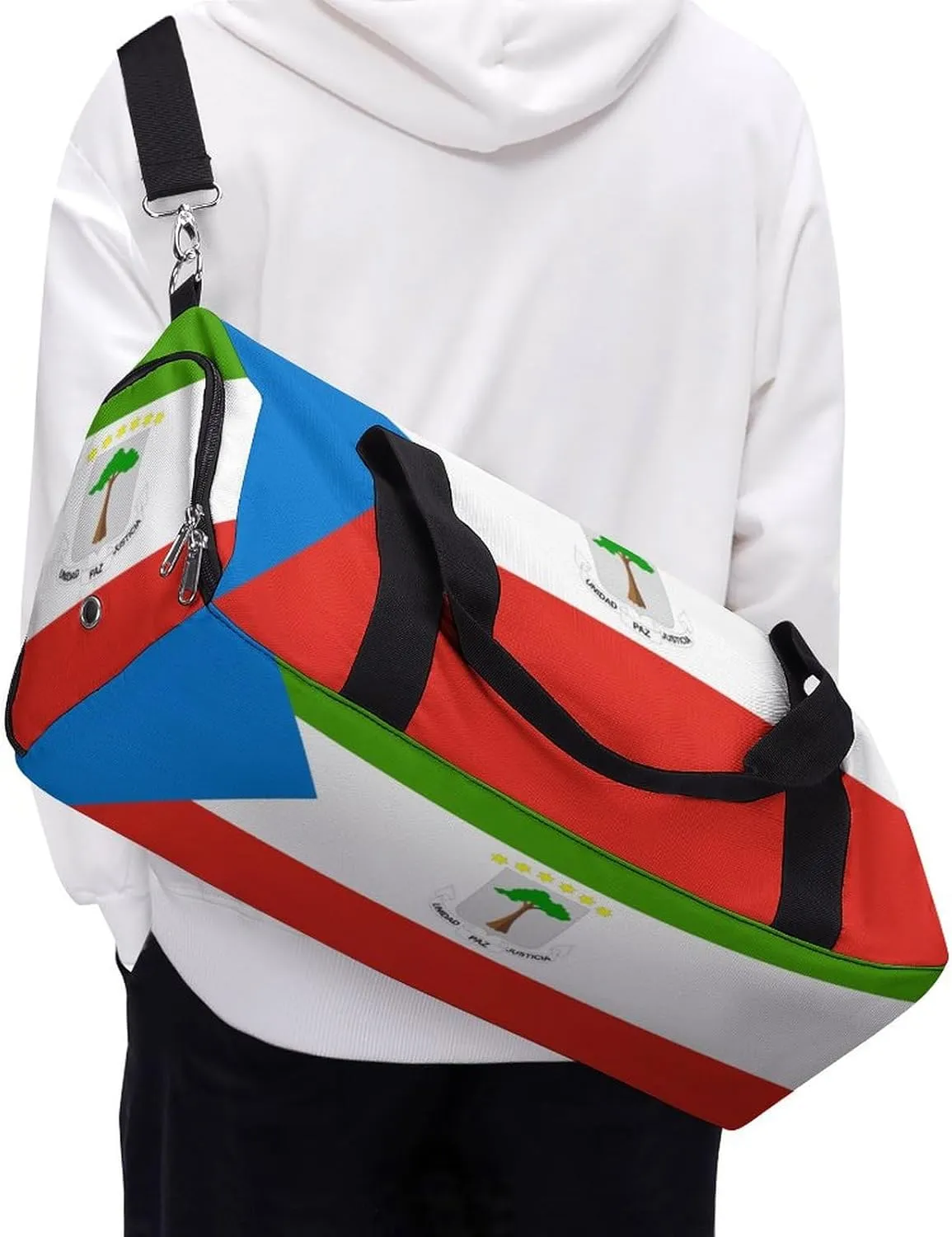 Lightweight Equatorial Guinea Flag Duffel Bag for Boys Girls with Wet Pocket Gym Tote