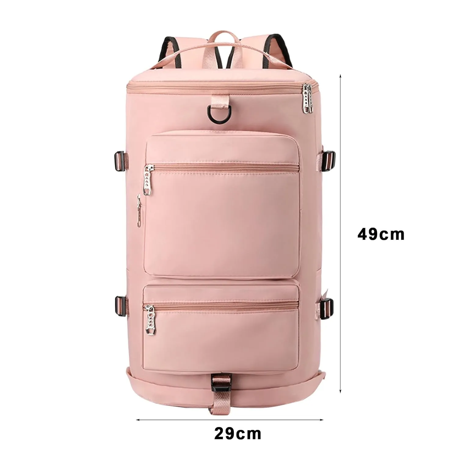Lightweight Travel Bag Fitness Moving Storage Duffel Multifunctional Large Capacity Adjustable Straps Multi Layers Great Load Bearing Shoulder Pink