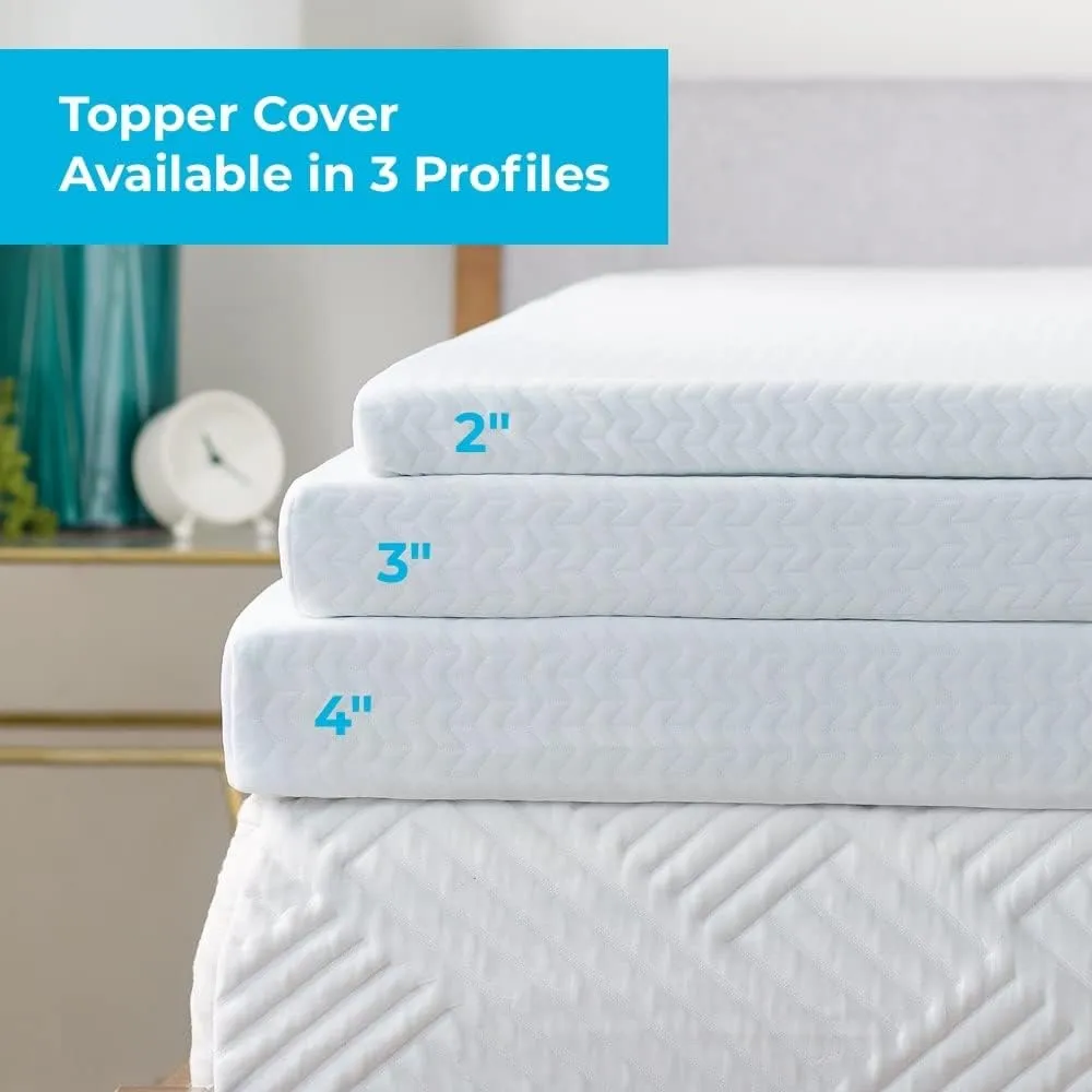 Linenspa 3 Inch Mattress Topper -Cover Queen -Cover Only -Machine Washable – Breathable – Non Slip – with Zipper –,White