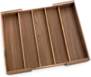 Lipper International Acacia Wood Expandable Flatware Drawer Organizer for Kitchen Utensils, Silverware, or Home Office Supplies, 12 3/4" to 23" Wide x 18" Deep x 2 1/2" High