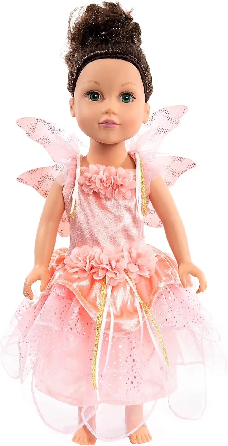 Little Adventures Rose Garden Fairy Girl Dress with Wings - Machine Washable Child Pretend Play and Party Clothes - No Glitter, Doll Not Included