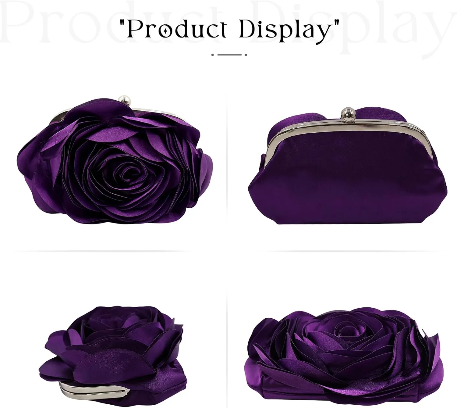 Little Floral Clutch Purse for Women - Elegant Rose Petal Evening Bag with Detachable Chain for Wedding, Gala, Prom